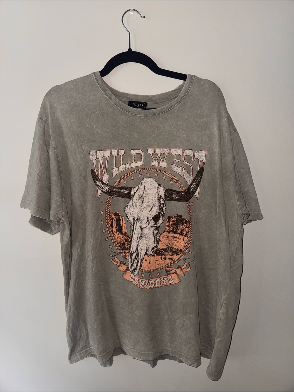 Zutter Wild West Graphic Tee - Washed Sage Green/Gray
